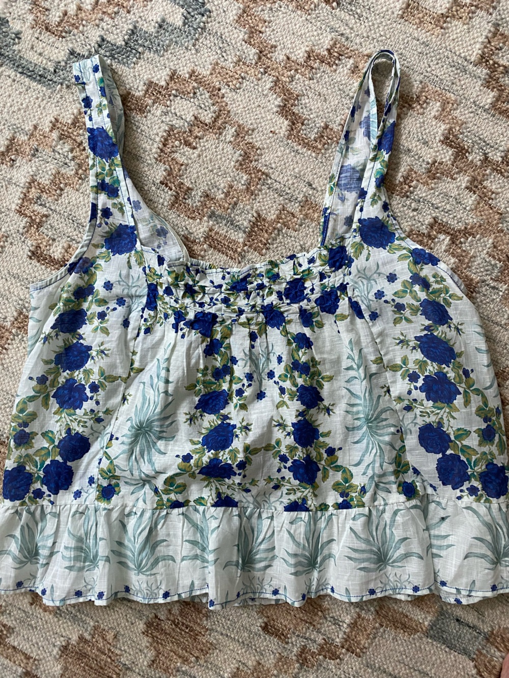 Blue Floral Smocked Camisole Top - Women
